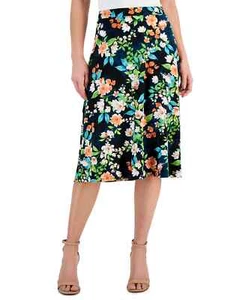 /LX002/ Kasper Petites Floral-Print Pull-On Jersey Midi Skirt Sz PXL $69.50 - Picture 1 of 1