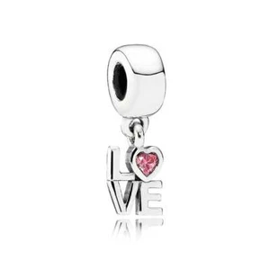 Genuine Pandora Charm "LOVE" Dangle with Pink Crystal - 791253CZS - retired - Picture 1 of 1