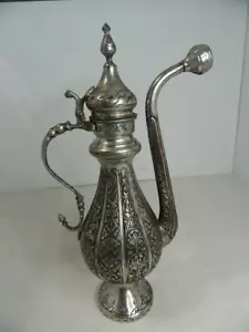 Antique Middle Eastern Coffee Pot Hand Crafted Copper Intricate Design 15" Tall - Picture 1 of 24