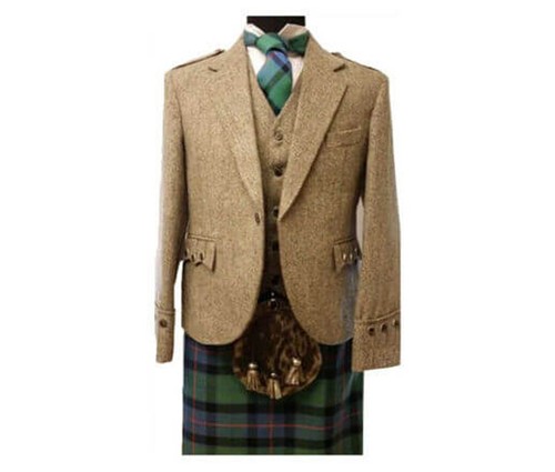 VETEMENTS Giacca kilt Argyle marrone scozzese tweed con gilet 100% tweed lana giacca per uomo