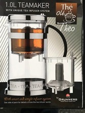 Grunwerg The Ole Theo Teamaker Tea Infuser Glass Pot Teapot 1L ☕️