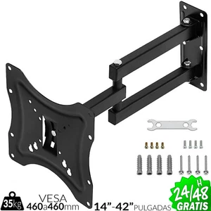 Support TV Wall LCD LED Plasma 14 " To 42 " 35kg Frame 50 To 460mm Arm Mobile - Picture 1 of 12