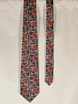 Liberty TIE Seda Floral Azul Rojo Blanco Hecho en Inglaterra 57 pulgadas  Foto 1 de 4