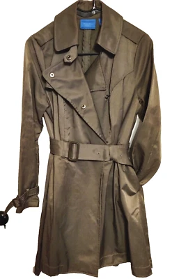 Simply Vera Trench Coat Womens Sz Small 3/4 length Sage Olive Green Belted Snap - Image 1 of 4