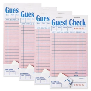 4 Pack Pink Guest Checks Books for Servers Server Note Pads, Waiter Checkbook... - Picture 1 of 6