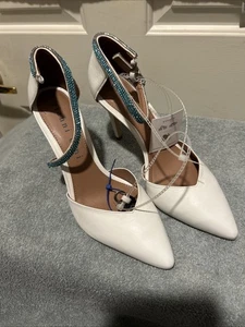 Gianni Bini decolte bianche a punta tacco alto strass cinturino alla caviglia taglia 9M - Foto 1 di 3