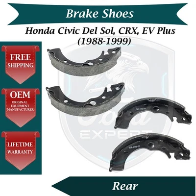 Zapatas de freno traseras premium OE para Honda Civic Del Sol 1988-1999, CRX, EV Plus Foto 1 de 4