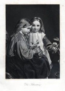 Die Schwestern. Stahlstich, von Simon um 1850 - Picture 1 of 2