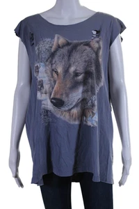 Furst of a Kind Womens Cotton Distressed Sleeveless Graphic Muscle Tee Gray OS - Picture 1 of 4