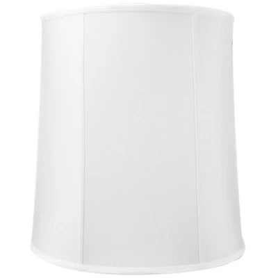 16x18x19 White Shantung Tall Drum Lampshade - Image 1 of 4