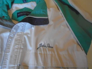 Vintage John Deere Swingster White  Jacket Men's xl snap and zip .farm tractor - Picture 1 of 13