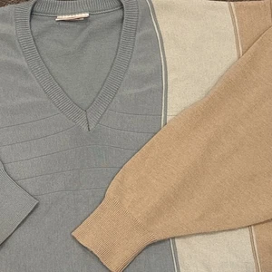 Vtg Gabicci Italy FreshPrince Cosby Wool Blend Sweater L Jumpr VNk Blue Tan READ - Picture 1 of 20