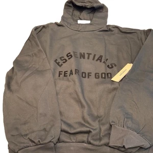 Sudadera con capucha Fear of God Essentials para hombre negra azabache talla grande logotipo de arco - Imagen 1 de 6