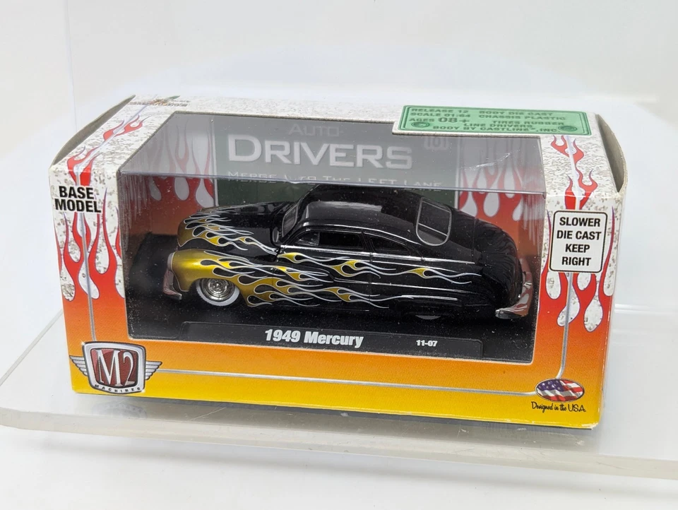 1/64 M2 Drivers 1949 Mercury 11-07 Black w Flames Release 12 Sealed NIP Castline - Image 1 of 4