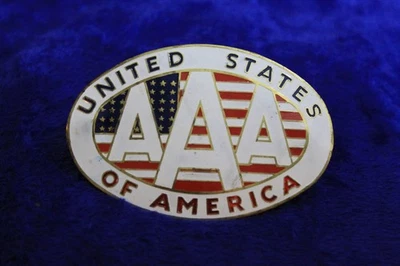 Vintage Brass AAA United States of America Grille Badge Bumper Topper Emblem - Image 1 of 4