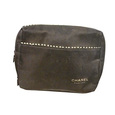 CHANEL Parfums Black Cosmetic Bag Pouch Travel Makeup Case Toiletry Organizer - Image 1 of 4