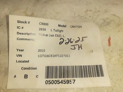 Driver Left Tail Light Fits 15-22 CANYON 2037151 - Image 1 of 4