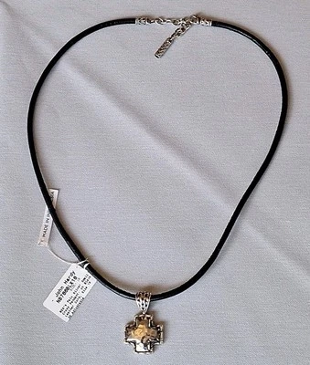 JOHN HARDY Мужской Palu 925 Серебряный крест Подвеска Кожаный Шнур Ожерелье 18-20 Новый  - Изображение 1 из 4