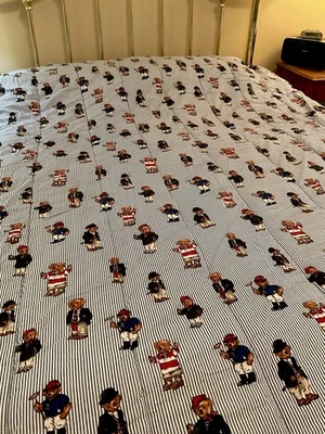 Vintage Ralph Lauren Polo Teddy Bear Twin bed Comforter 82x88 EUC  - Image 1 of 4
