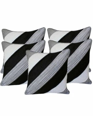 Large Striped Patch Quilted Comb Polyester Cover Case Home Sofa Decor 16" X16" - Image 1 of 4