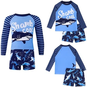 Kids Boys Top With Short Pants Quick Dry Swimsuit Pool Swimwear UV Protection - Picture 1 of 15