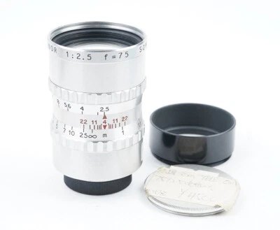 EX SOM BERTHIOT TELE-CINOR 75mm f/2.5 Cine Lens w/Caps+Hood - Image 1 of 4