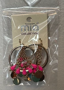 Mia Collection Ohrringe gold & rosa Reifen Ketten durchbohrte Haken Ohrringe - Bild 1 von 4
