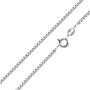 NUEVO Cadena de Caja Italiana de Plata Esterlina 925-con: 1mm 16 18 20 22 24 pulgadas - Imagen 1 de 1