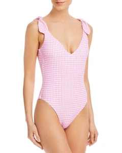 AQUA Swim Plunge Maillot One Piece Swimsuit Pink M - Picture 1 of 2