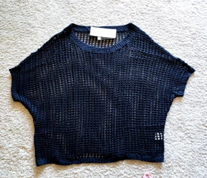 Kurzärmeliger Damenpullover lässig gehäkelt Schaufel Ausschnitt hohl gestricktes Oberteil Medium - Bild 1 von 3
