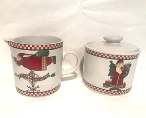 Vintage Christmas Sakura Debbie Mumm "Magic of Santa" Holiday Cream & Sugar Set  - Picture 1 of 9