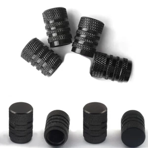 4x BLACK Aluminum Alloy Car Wheel Tire Rim Valve Stem Dust Cap Cover Accessories - Picture 1 of 9