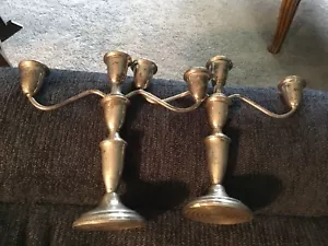 Coppia Candelabri Pesati Argento Sterling Impero 1348,0 Grammi - Foto 1 di 3