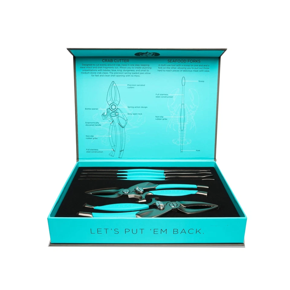 Toadfish Crab & Lobster Tool Set - 2 Crab Cutters and 4 Seafood Forks in Gift SE