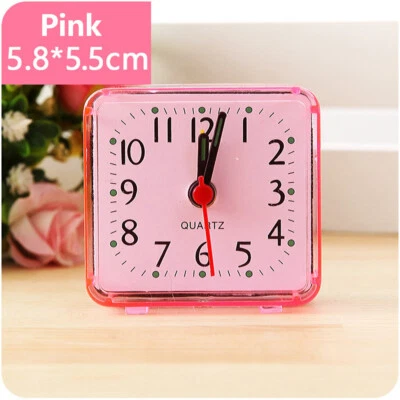 Small Travel Alarm Clock Analog Battery Operated Silent No Ticking Snooze Light - Image 1 of 4