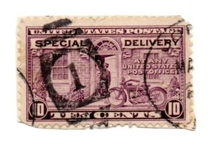 USA 1920, special delivery a postman on motorcycle, brown, 10 cents - Picture 1 of 1