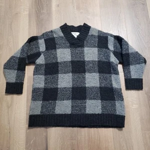 Jones New York Womens Sweater Size 1X Wool Mohair Pullover Black Gray - Picture 1 of 9