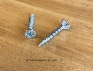 #8 X 1" PHILLIPS FLAT HEAD W/ NIBS PARTICLE BOARD SCREWS ZINC 10,000/CS - Picture 1 of 3