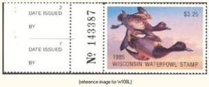 D2K Wisconsin Duck Stamp 1985 $3.25 w/left tab - Picture 1 of 1