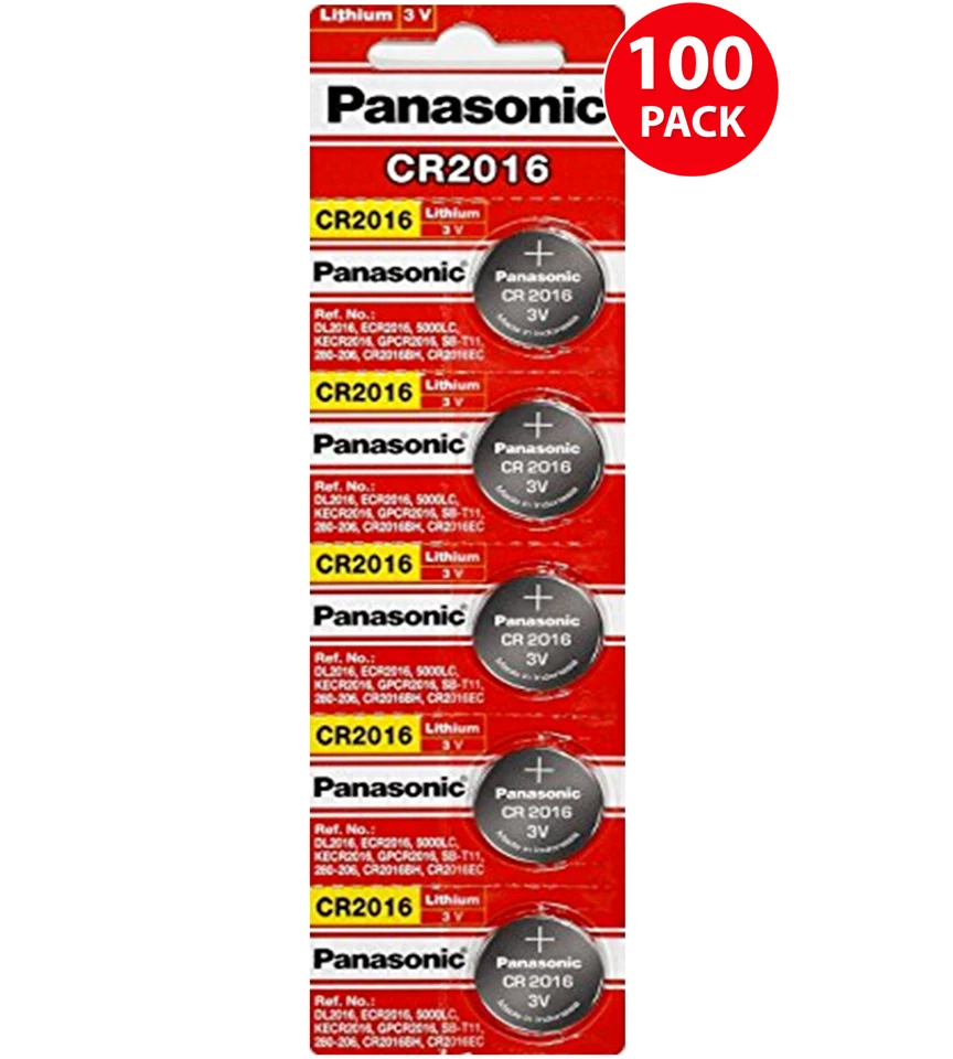 100 x PANASONIC CR2016 CR2016 ECR2016 CÉLULA DE MOEDA DE LÍTIO Botão Bateria Expira em 2031 - Imagem 1 de 1