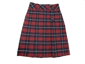 Girls R/K Navy & Red Kilt Wrap-A-Round Uniform Skirt Sizes 8 - 18 - Picture 1 of 5