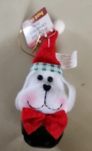Jingle Bell Navidad Perro Adorno Cabeza de Peluche con Sombrero 3,5" de Alto - Imagen 1 de 7