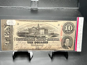 1863 $10 CONFEDERATE CURRENCY T-59 CIVIL WAR TEN DOLLAR BILL - Picture 1 of 6