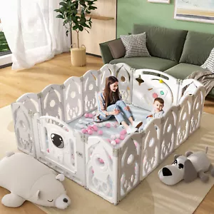 Baby Playpen with Door Foldable Kids Activity Centre Safety Play Yard 16 Panels - Picture 1 of 7