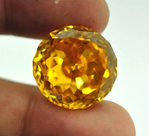 AAA 96.55 Ct Precious Natural Cambodian Yellow Zircon Round Cut Loose Gemstone - Picture 1 of 5