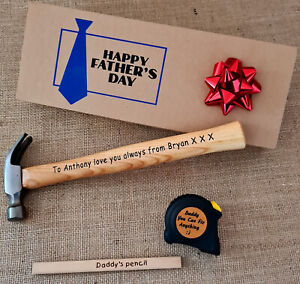 Personalised Fathers Day Gift for Men Him Grandad Dad Birthday DIY Tool Hammer