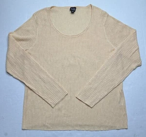 Eileen Fisher 100% Cotton Sweater Size XL Long Sleeve Scoop Neck Peach Color - Picture 1 of 7
