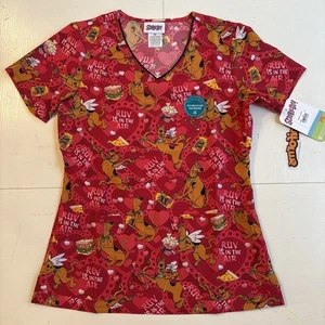 Tooniforms Scrub Top Scooby-Doo Ruv Is In The Air Donna XS San Valentino’s Day - Foto 1 di 5