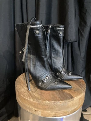 Botines negros de tacón alto para mujer 9 EE. UU. punta punta cremallera Foto 1 de 4