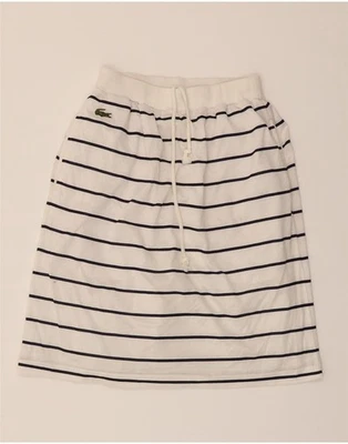 LACOSTE Womens A-Line Skirt Size 40 Medium W30 White Striped Cotton AD06 - Image 1 of 3